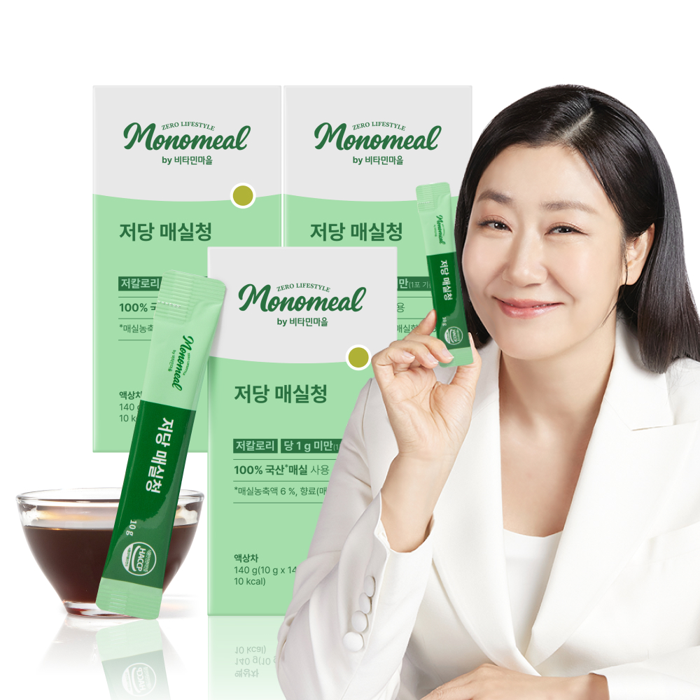 비타민마을 모노밀 100% 국산매실 저당 매실청 스틱 14포, 3개 - 상품 이미지