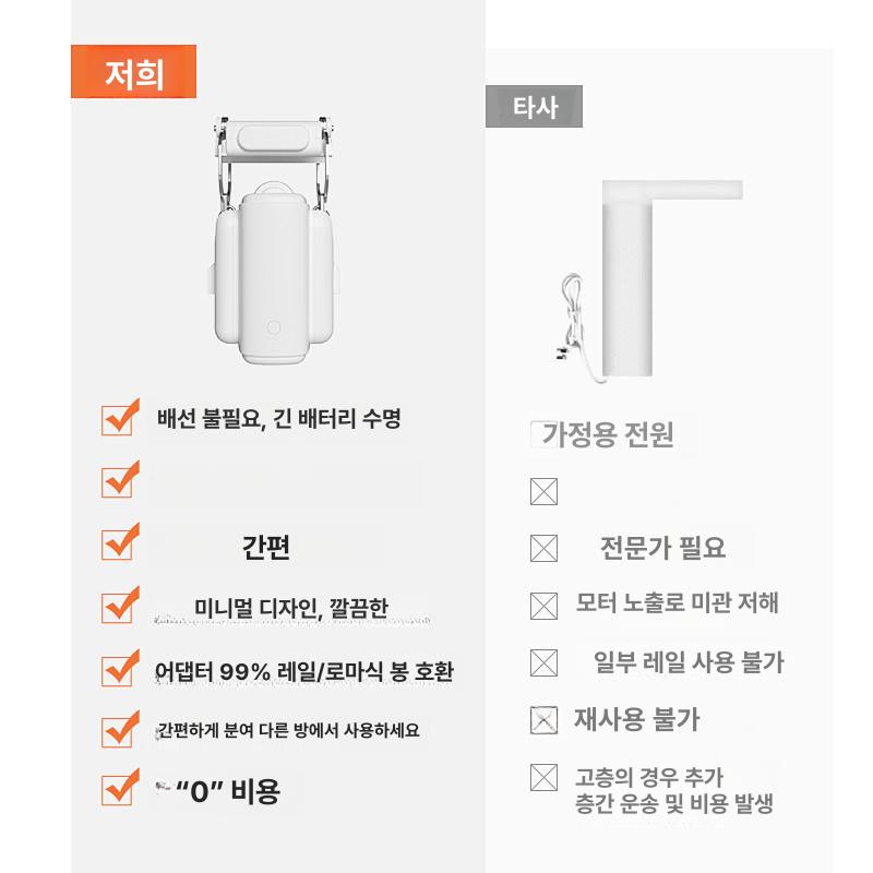 전동 브라켓 레일형 커텐 설치 원격 무타공 자동레일 레일 이중 리모컨 3600mAh4개월 - 상세 이미지 5