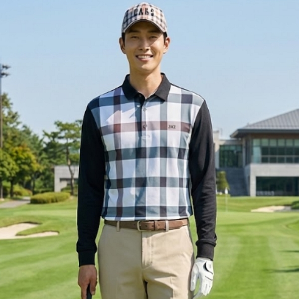 닥스골프 남성 봄 멋스런 체크 패턴 필드룩 골프 스윙 카라티셔츠 - 상품 이미지
