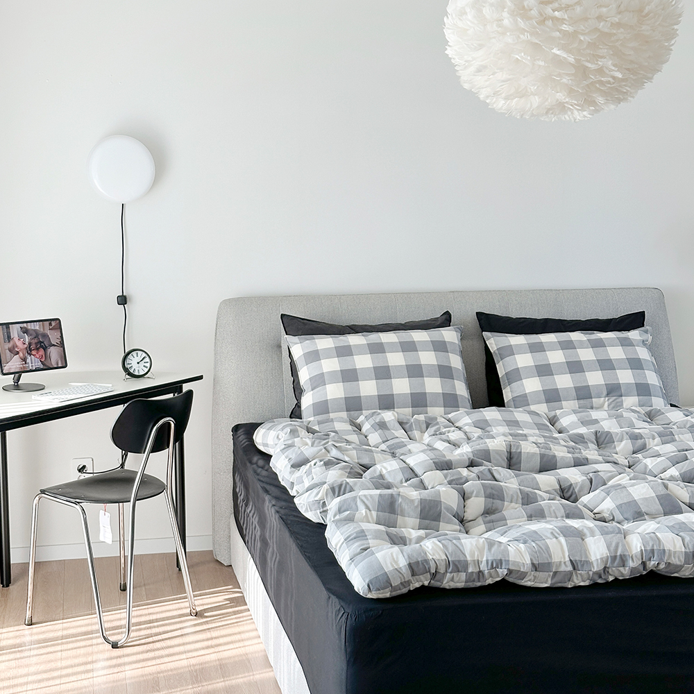 클래식 빅체크 워싱 광목 30수 순면 국내제작 사계절 항균 차렵이불 SS