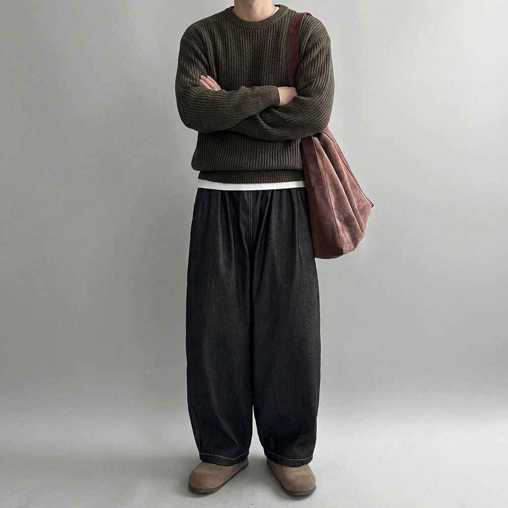 통청바지 남자밴딩청바지 생지데님 벌룬청바지 - 상세 이미지 4