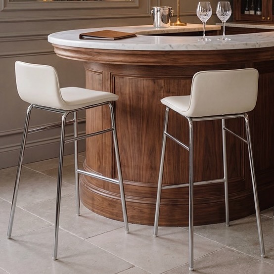 우루 프리미엄 바테이블 의자 홈바체어 2개 쿠션 가죽시트 3color 철제 스틸 크롬