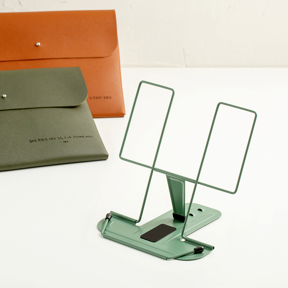 [각인가능]오브리즈 휴대용 저소음슬림 독서대+가죽파우치SET 제품 이미지