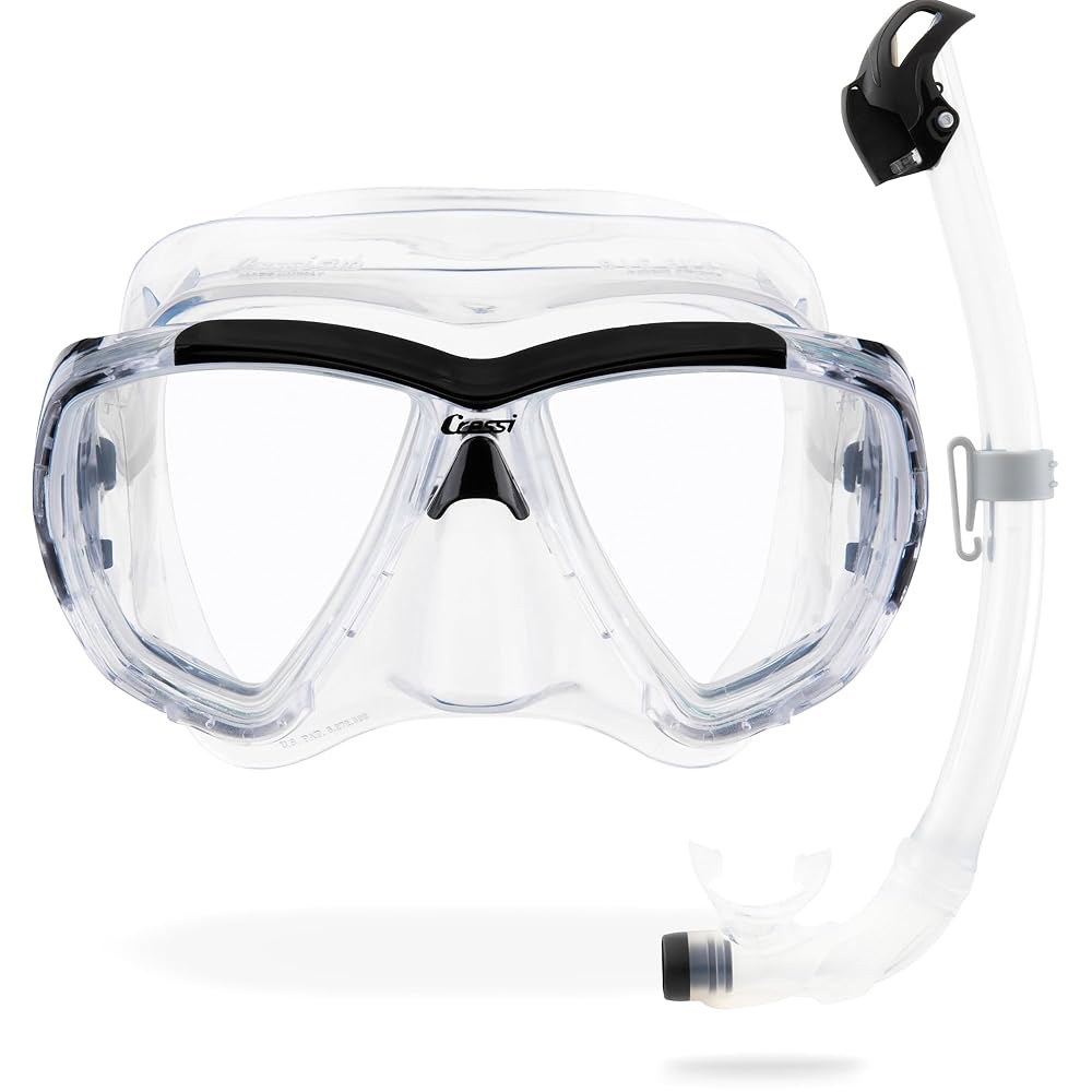 Cressi Big Eyes & Seal 드라이 스노클 마스크 키트, 투명/블랙 Clear/Black - 상품 이미지