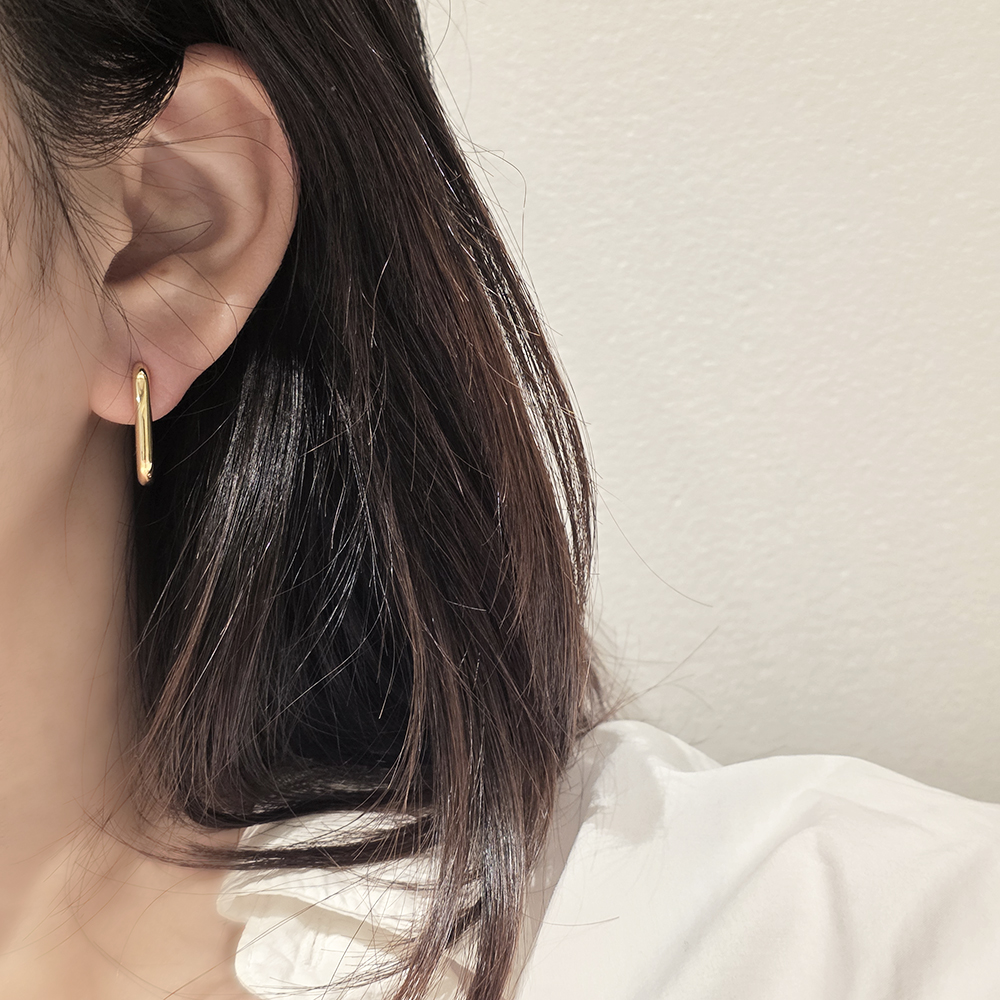 925 실버 어반 시크 U타입 볼드 링 볼륨 데일리 원터치 귀걸이 이미지 6