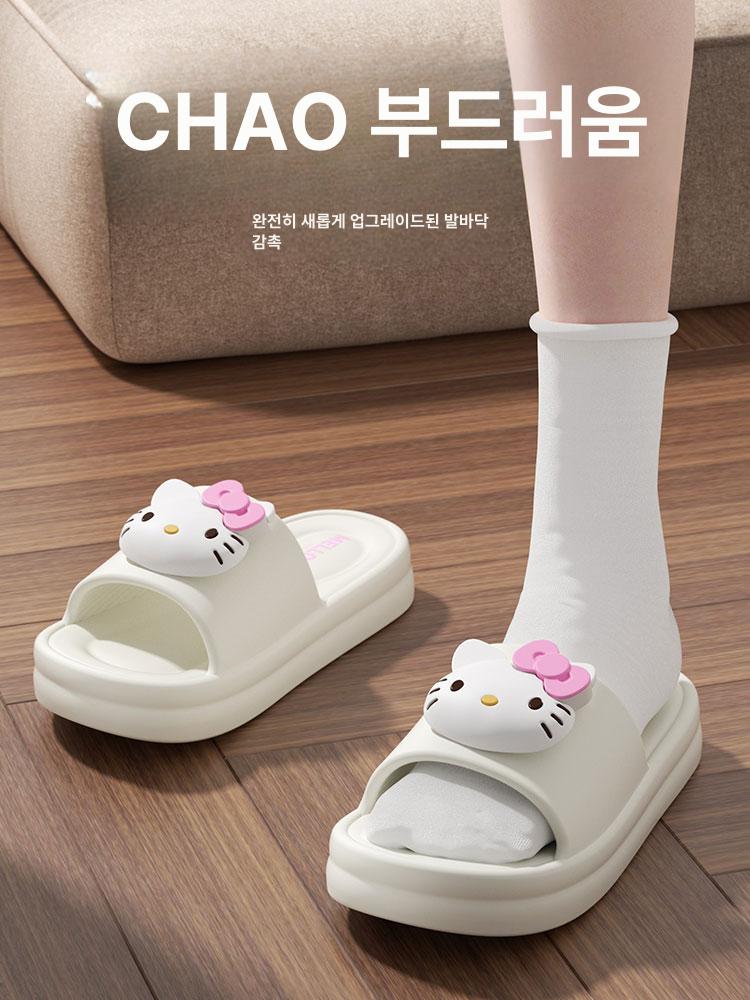 산리오 슬리퍼 실내화 거실화 여성 샌들 논슬립 미끄럼 방지 키티 쿠로미 시나모롤 포차코 화이트 [메인] 키티 33 34 - 상세 이미지 2