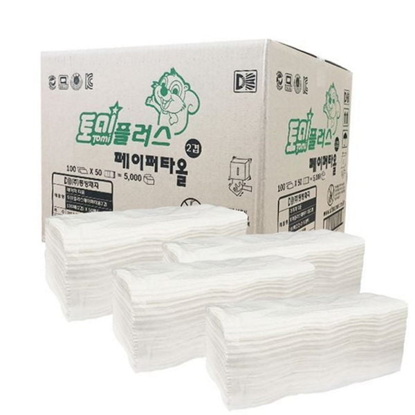 무형광 페이퍼 타올 업소용 핸드타올 대용량 화장실 2겹 - 상품 이미지