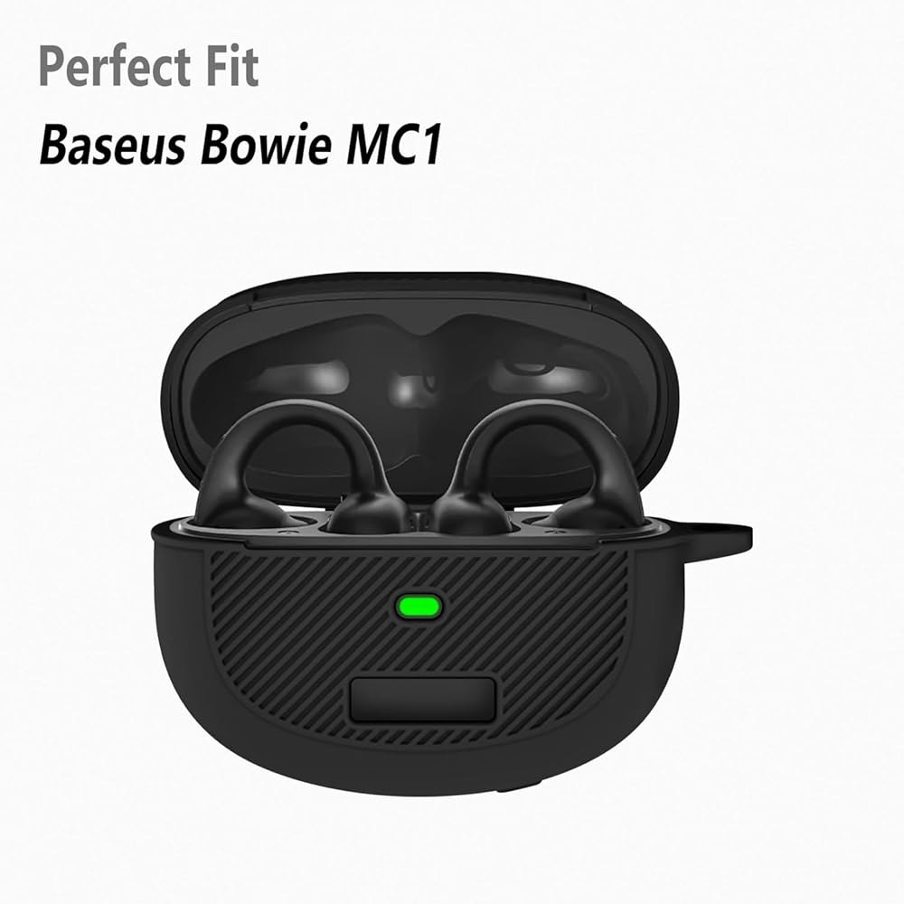 Baseus Bowie MC1용 게이오무 실리콘 케이스, 카라비너가 있는 부드러운 유연한 스크래치 방지 커버(블랙) Black - 상세 이미지 2