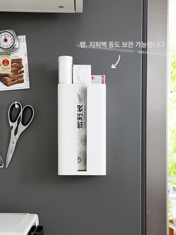 주방 수건걸이 마그네틱 걸이 다용도 정리 행주걸이 자석 바닥 구멍 있는 티슈 선반 화이트 - 상세 이미지 5