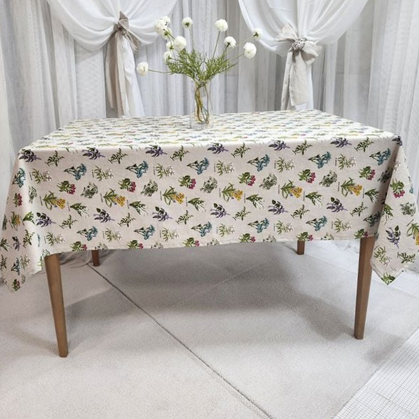 감성 린넨 식탁보 플라워 꽃무늬 테이블보 북유럽 다이닝 주방테이블 4인