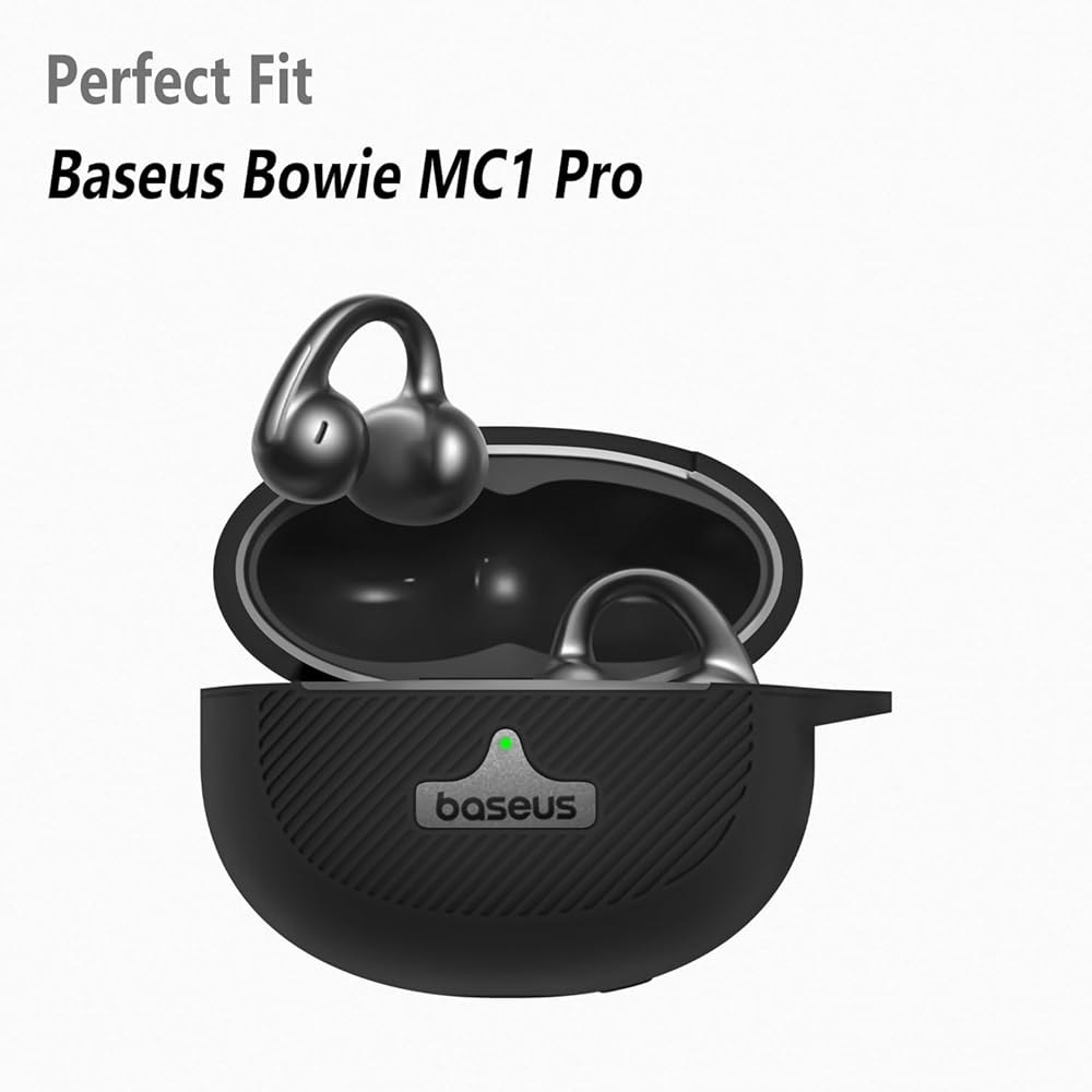 Baseus Bowie MC1 프로용 지오무 실리콘 케이스, 카라비너가 있는 부드러운 유연한 스크래치 방지 보호 커버(블랙) Black - 상세 이미지 2