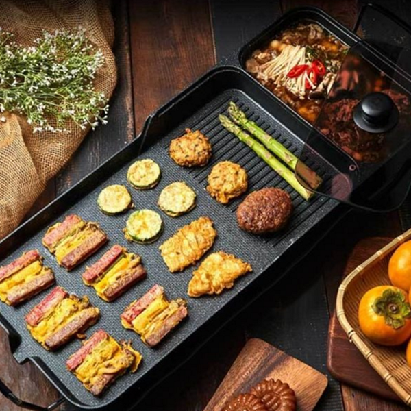 와이드 전기 그릴 콤보 전골 그릴 후라이팬 가정용 테이블 다용도