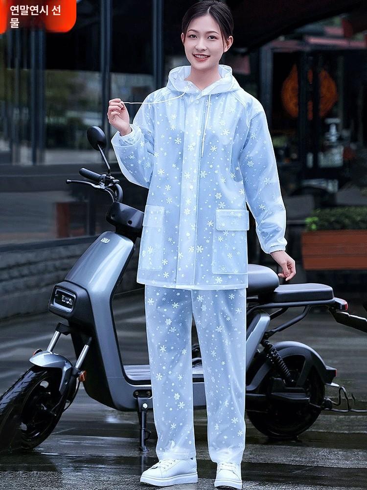 코트형 우비 반투명 남녀공용 방수 장마용 코트우의 여성 1단계 모델-스노우화이트 xl150-160cm - 상세 이미지 2