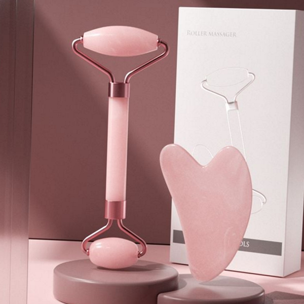 합성석 괄사 마사지기 로즈 얼굴 괄사 롤러 하트 뷰티 - 상품 이미지