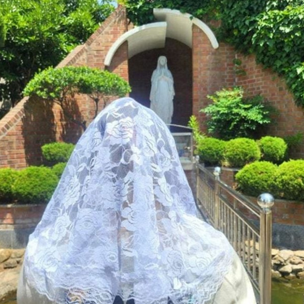 레이스 카톨릭 미사보 성당 장미 패턴 미사보 여성 기도용 - 상품 이미지