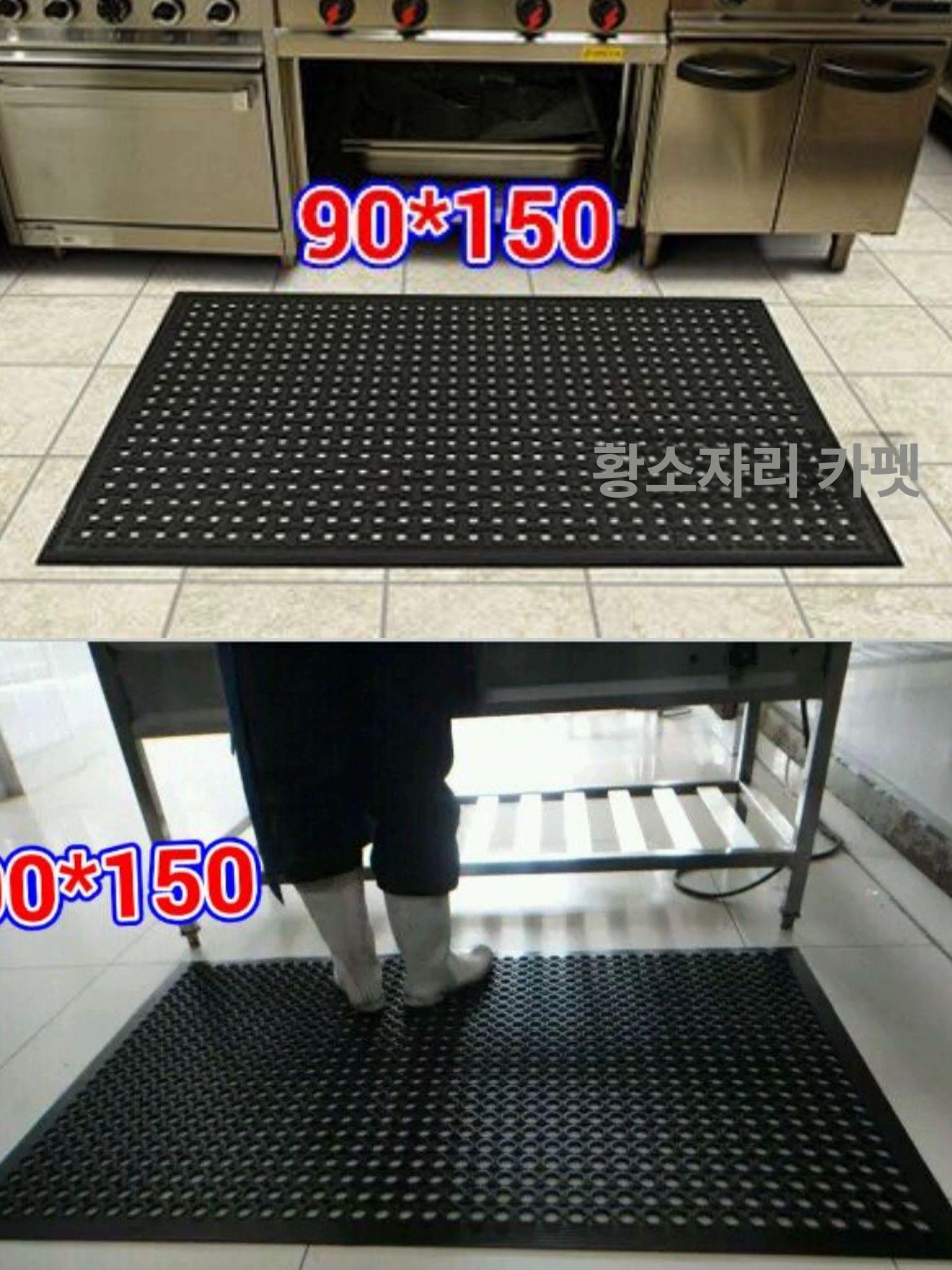 미끄럼방지 매트 벌집 고무 타일흡착 사우나 욕실 수영장 60 x 90cm 구멍 있음 블랙 - 상세 이미지 5