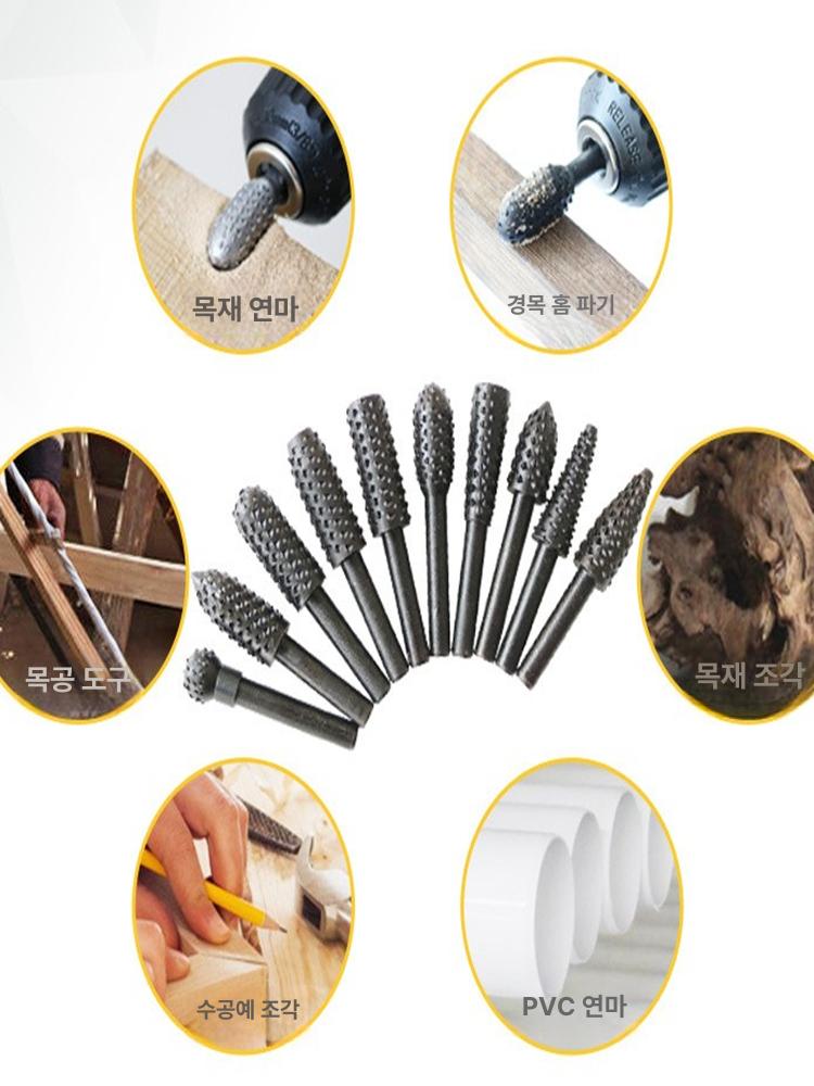 홈파는 목공비트 깊이조절 이중기리 강철 포켓홀 하드우드 10피스 세트 6.25 x 12mm - 상세 이미지 3