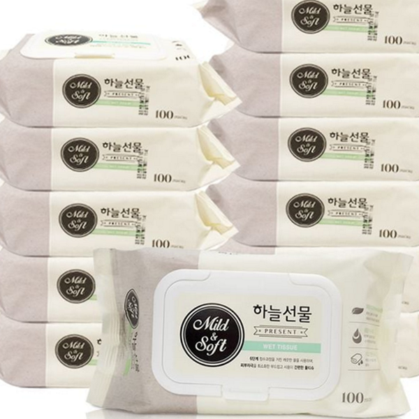 부드러운 캡형 물티슈 유아 100매 물티슈 대용량 12개