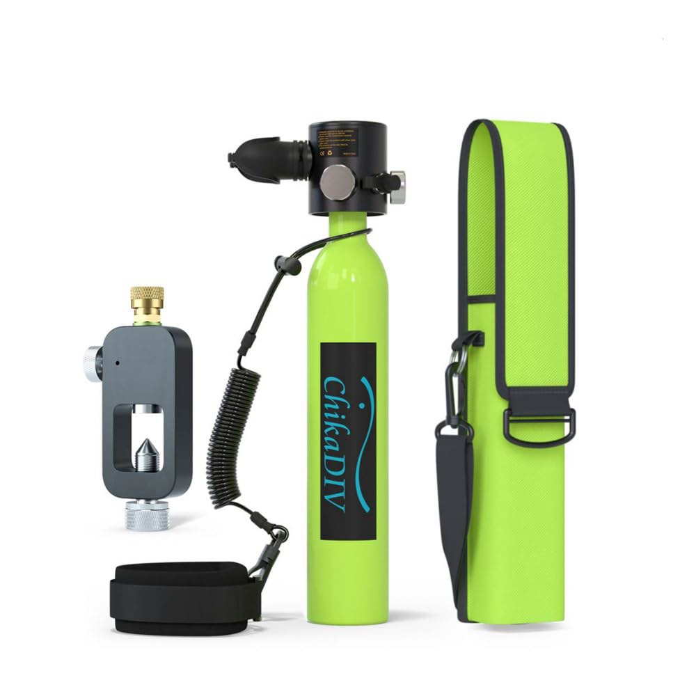 Lung Tank 미니 스쿠버 탱크, 0.5L 사용 여행용 시간 폐 6-10분, 레크리에이션 탱크 알루미늄 휴대용 경량 다이빙 키트, 다이브 위한 다이빙을 장비, A-Black - 상품 이미지