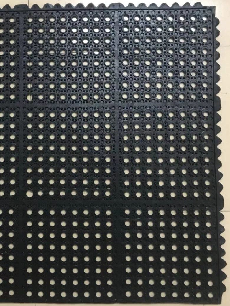 미끄럼방지 매트 벌집 고무 타일흡착 사우나 욕실 수영장 60 x 90cm 구멍 있음 블랙 - 상세 이미지 2