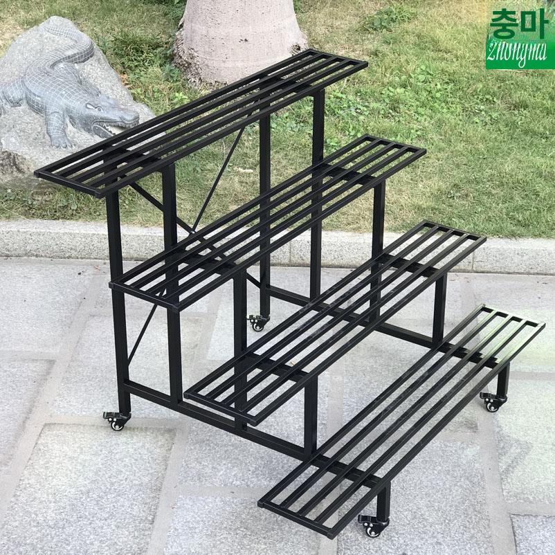 화분 진열대 거실용 거치대 계단식 꽃스탠드 바퀴 달린 4칸 110cm - 상세 이미지 5