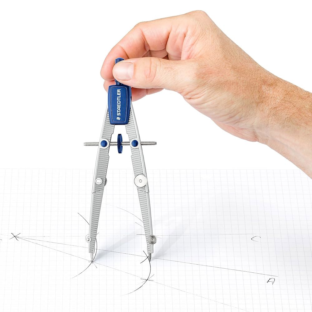 스테들러 Staedtler 노리스 클럽 Noris Club 550 02 학생용 콤파스 컴퍼스, 중앙 휠 세트, 연장 바, 범용 어댑터 및 연필심 박스 포함 - 상세 이미지 2