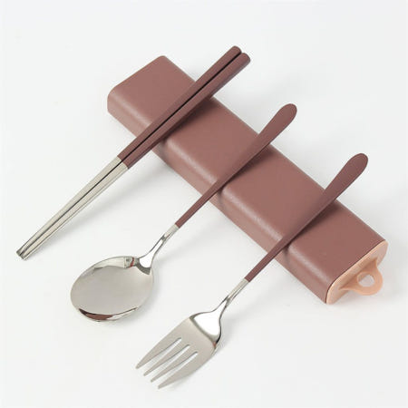 으뜸특가몰 협력사 으뜸 식도락 휴대용 수저 포크세트(브릭레드) 숟가락셋트 한식수저세트