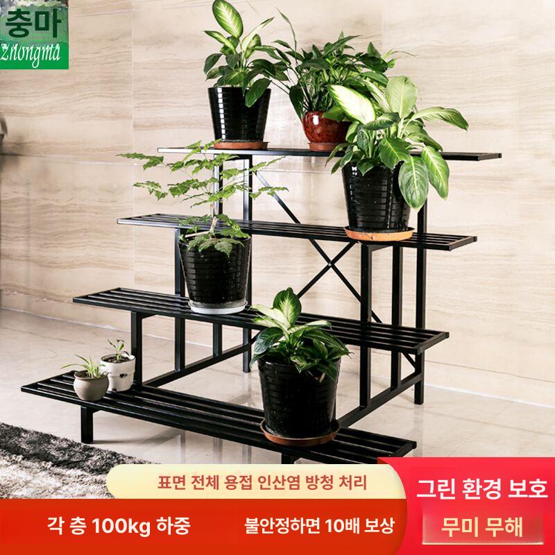 화분 진열대 거실용 거치대 계단식 꽃스탠드 바퀴 달린 4칸 110cm - 상세 이미지 2