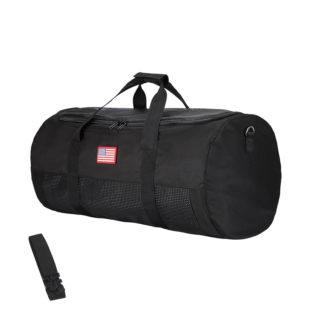 DiveTec 메시 스쿠버 및 스노클링 튼튼한 가방 (지름 어깨끈이 - 장비 블랙 길이 있는 x 천 74.9cm(29.5인치), 지퍼 더플 통기성 39.9cm(15.7인치) 가능한 - 상세 이미지 2