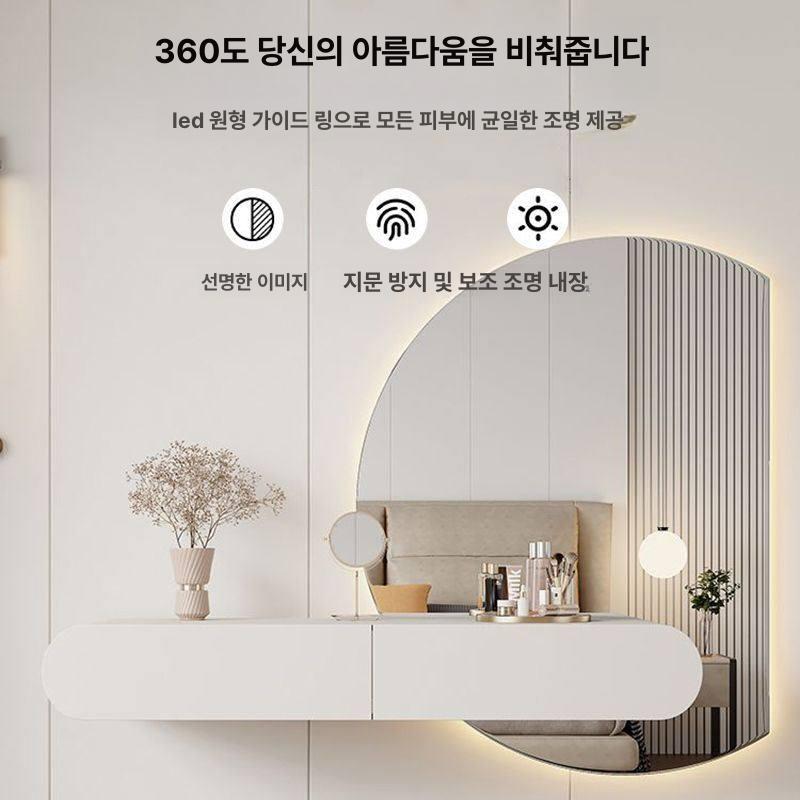전신거울 멀티 수납 틈새 수납장 LED 조명 원룸용 95cm+전신 거울 - 상세 이미지 5