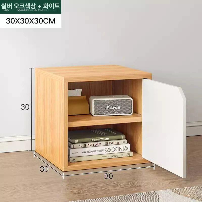 틈새 모듈 브러시드 깊은 책꽂이 만화책 보관 문 있는 웜화이트 도어 포함 2칸 30x30x30cm - 상세 이미지 5
