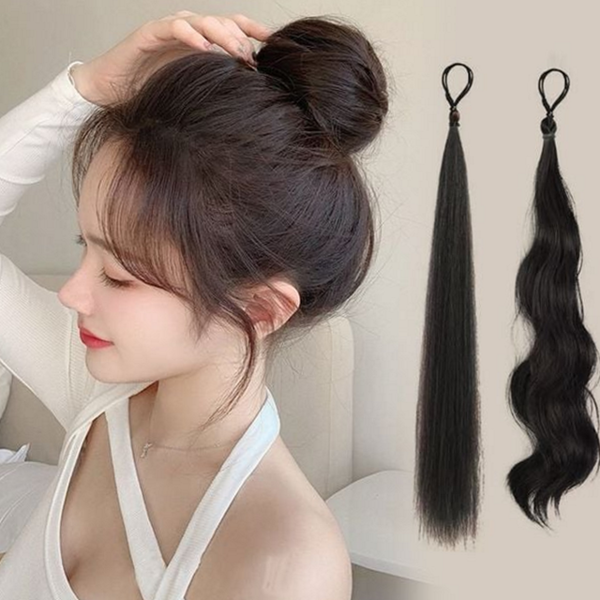 풍성한 볼륨 부분 가발 당고머리 똥머리 부분 가발 웨이브 데일리 - 상품 이미지