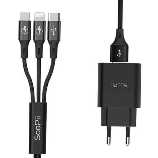 3in1 고속 충전기 동시 멀티 충전기 스마트폰 어댑터 급속 여행용 - 상품 이미지