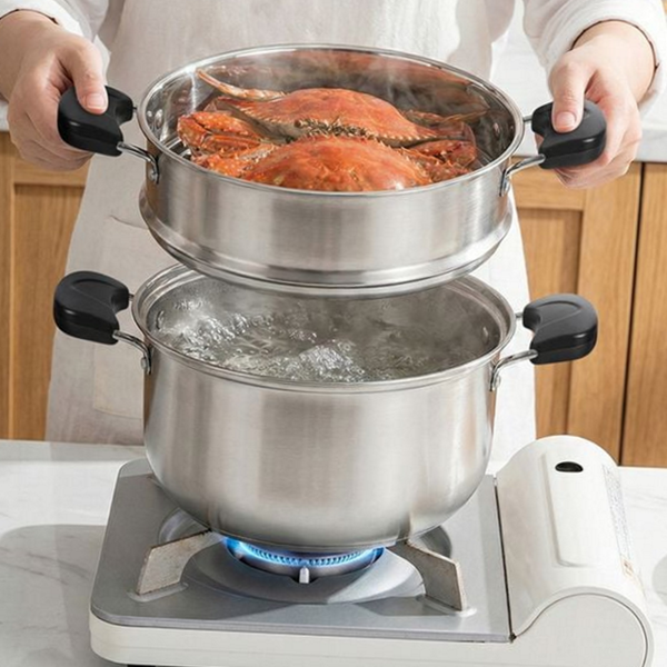 다용도 스텐 찜 냄비 24cm 스텐 찜기 인덕션 찜솥 2단 - 상세 이미지 2