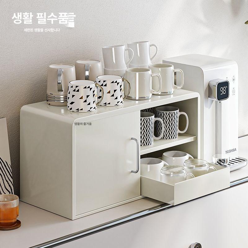 커피머신 선반 홈카페 수납장 서랍형 보관함 주방용 캡슐 50 x 22x36 싱글 슬라이딩 도어 - 상세 이미지 2