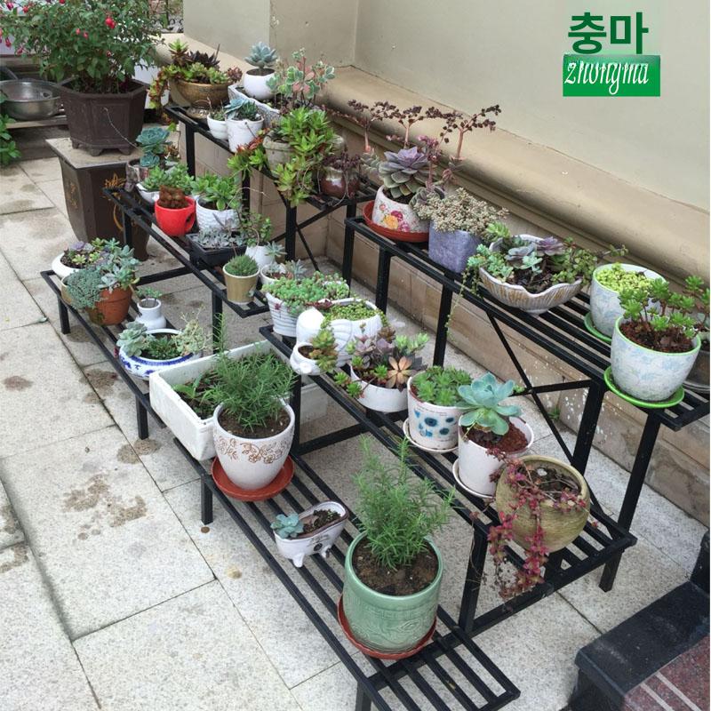 화분 진열대 거실용 거치대 계단식 꽃스탠드 바퀴 달린 4칸 110cm - 상세 이미지 4