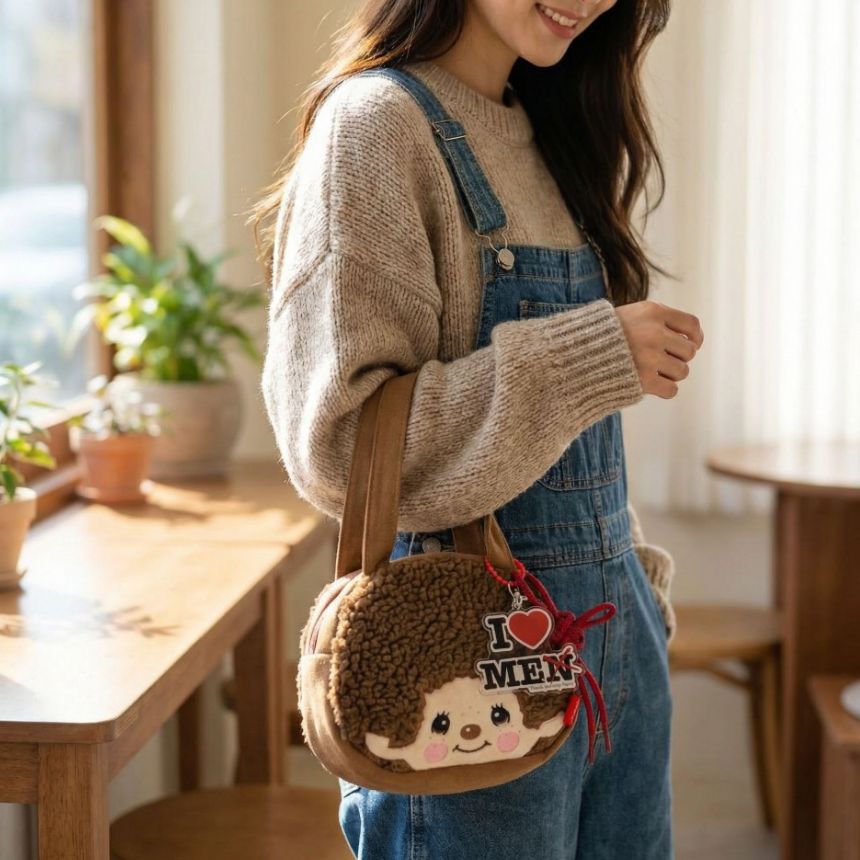 몬치치 가방 미니 원형 핸드백 귀여운 일본 캐릭터 손가방 - 상품 이미지