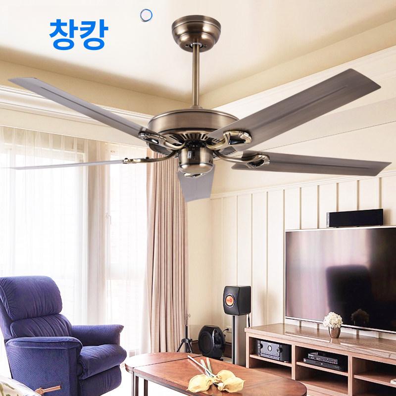 천장형 레스토랑용 실링팬 복고풍 레트로 메탈 거실용 블랙 42인치 벽 - 상세 이미지 2