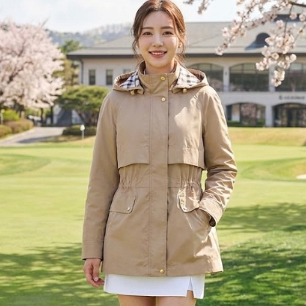 닥스골프 여성 봄 허리 드로스트링 사파리형 골프 바람막이 자켓 - 상품 이미지