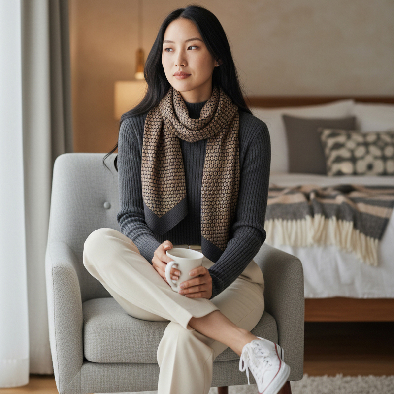 국산 울 모 타이 가을 겨울 머플러 스카프 롱 부드러운 여성 쁘띠 목도리 미니 - 상품 이미지