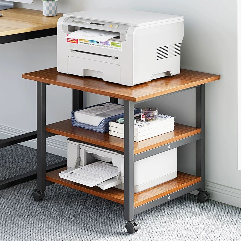 프린터기 받침대 거치대 바퀴달린 파일 수납장 프린트 40 34x31cm 2단 헤어라인 화이트 오크 - 상세 이미지 2