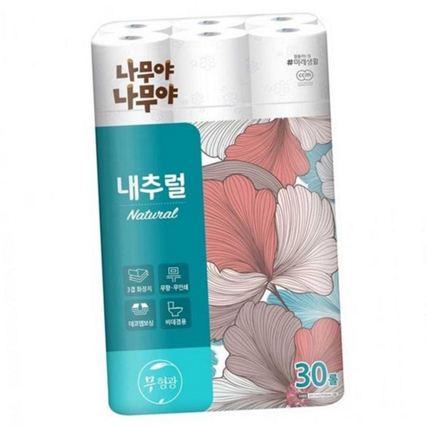 3겹 롤화장지 엠보싱 두루마리휴지 대용량 무표백 가정용 안심 - 상품 이미지