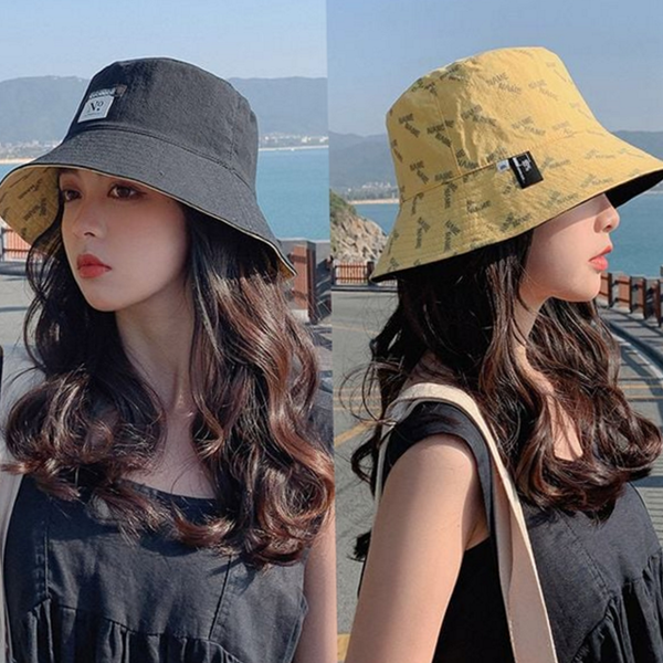 데일리 여성 버킷 햇 레터링 여성 양면 면모자 사계절 접이식 - 상품 이미지