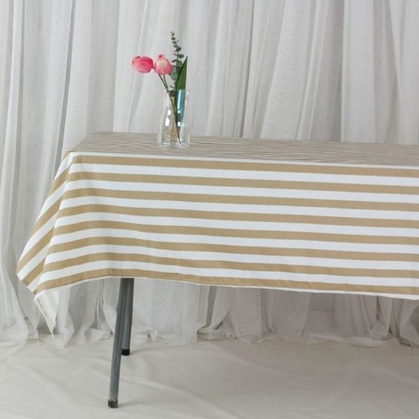 폴리에스터 방수 식탁보 스트라이프 줄무늬 식탁보 6인용 테이블 발수