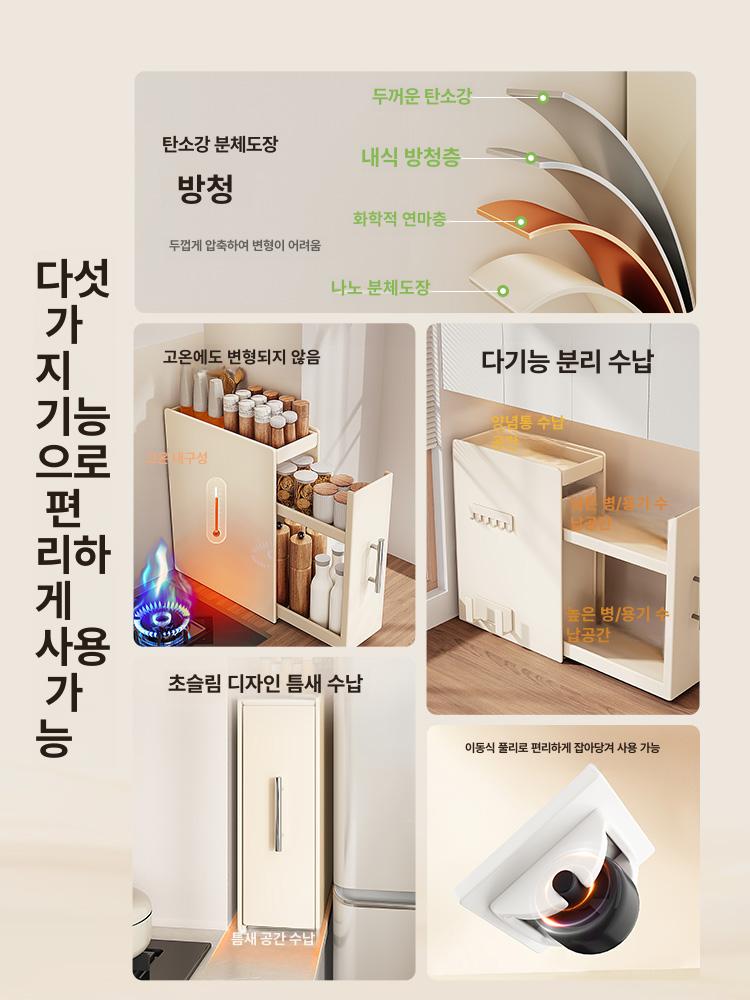 주방 싱크대위 서랍장 슬라이딩 틈새 수납장 정리대 소형 접시장 서랍형 싱크대위서랍장 - 상세 이미지 2