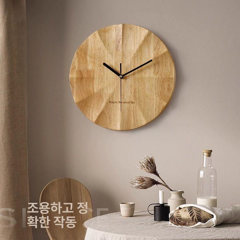 우드 원목 벽시계 고급 집들이 선물 인테리어 모던 소형 - 상세 이미지 3
