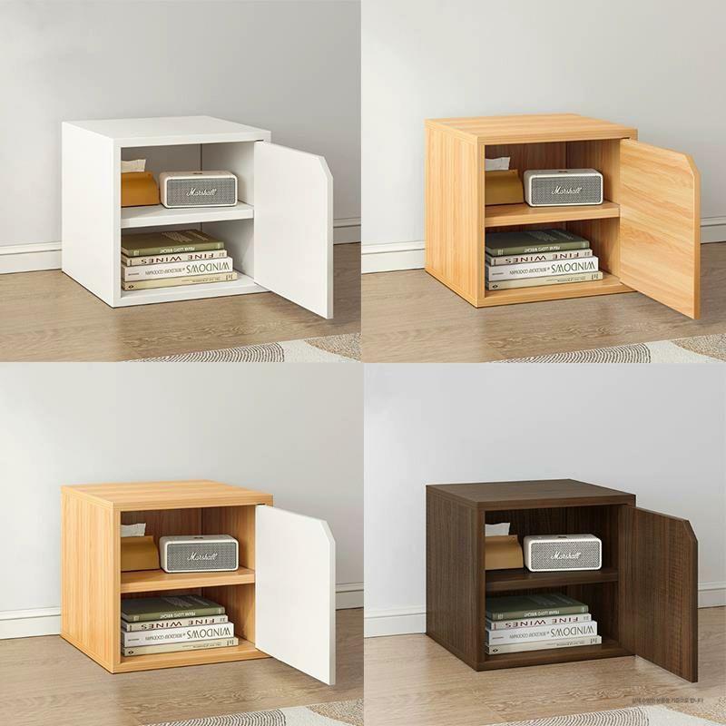 틈새 모듈 브러시드 깊은 책꽂이 만화책 보관 문 있는 웜화이트 도어 포함 2칸 30x30x30cm - 상품 이미지