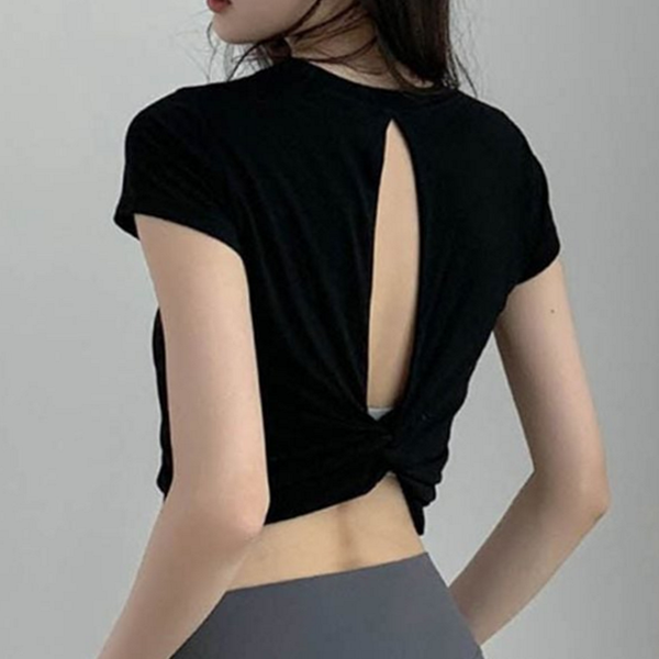 기능성 여성 운동 티셔츠 데일리 여성 반팔 티셔츠 뒤트임 상의 - 상품 이미지