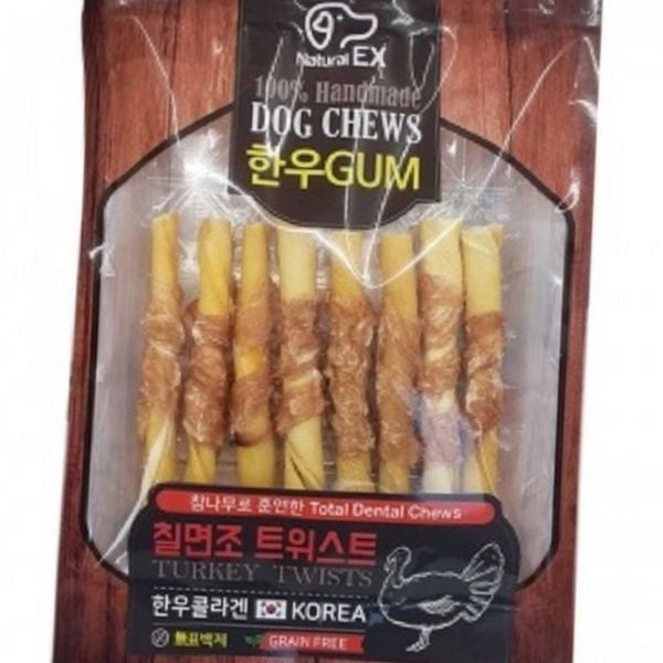 칠면조 강아지껌 트위스트 애견껌 덴탈껌 스틱 - 상품 이미지