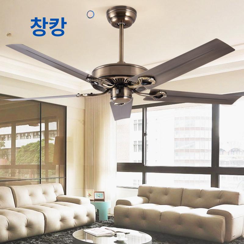 천장형 레스토랑용 실링팬 복고풍 레트로 메탈 거실용 블랙 42인치 벽 - 상세 이미지 3
